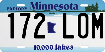 MN license plate 172LOM