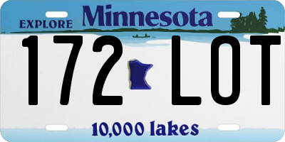 MN license plate 172LOT