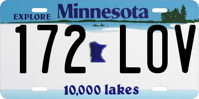 MN license plate 172LOV