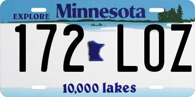 MN license plate 172LOZ