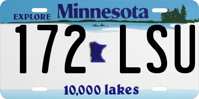 MN license plate 172LSU