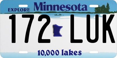 MN license plate 172LUK