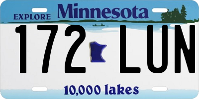 MN license plate 172LUN