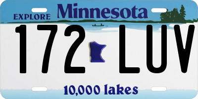 MN license plate 172LUV