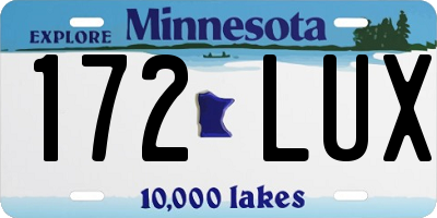 MN license plate 172LUX