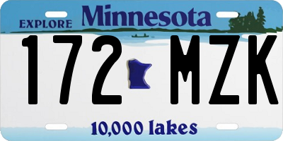 MN license plate 172MZK