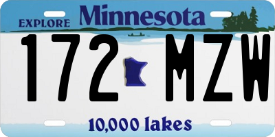 MN license plate 172MZW