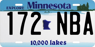 MN license plate 172NBA