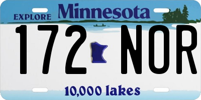 MN license plate 172NOR
