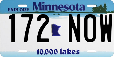 MN license plate 172NOW