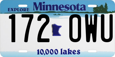 MN license plate 172OWU