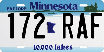MN license plate 172RAF
