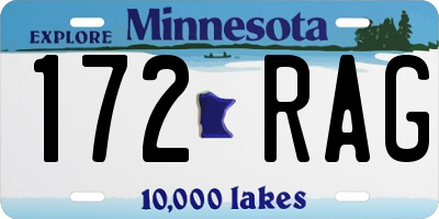 MN license plate 172RAG