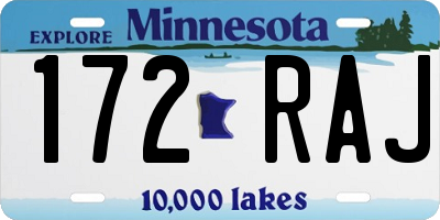MN license plate 172RAJ