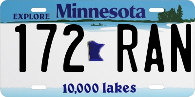 MN license plate 172RAN