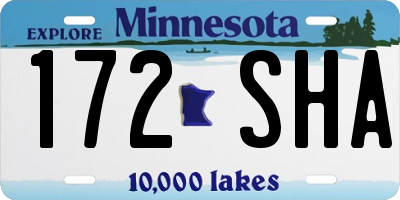 MN license plate 172SHA