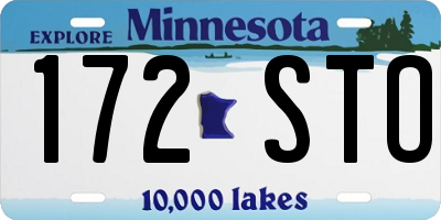 MN license plate 172STO