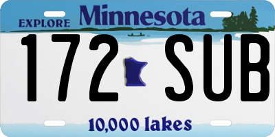 MN license plate 172SUB