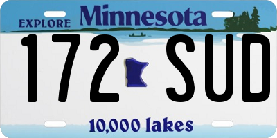 MN license plate 172SUD