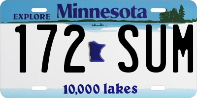 MN license plate 172SUM