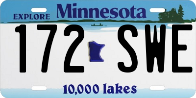 MN license plate 172SWE