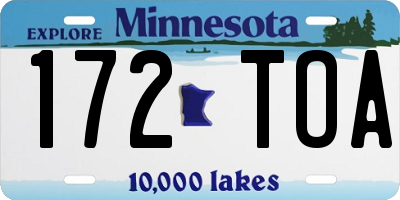 MN license plate 172TOA