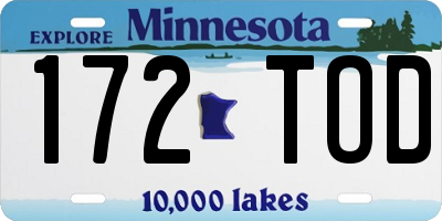 MN license plate 172TOD
