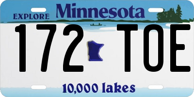 MN license plate 172TOE