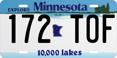 MN license plate 172TOF