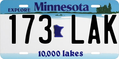 MN license plate 173LAK