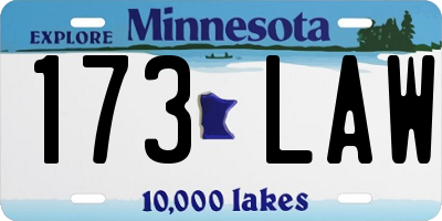 MN license plate 173LAW
