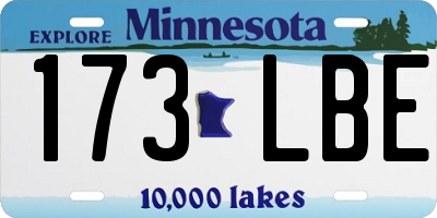 MN license plate 173LBE