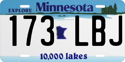 MN license plate 173LBJ