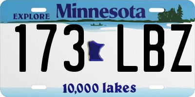 MN license plate 173LBZ
