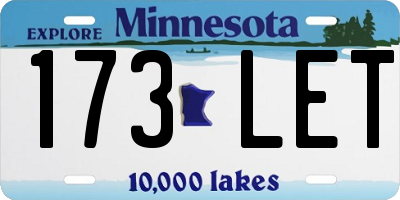 MN license plate 173LET