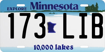 MN license plate 173LIB