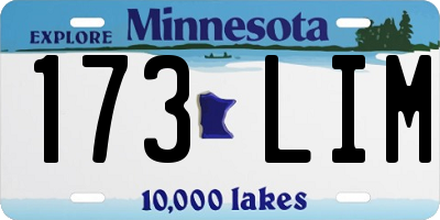 MN license plate 173LIM