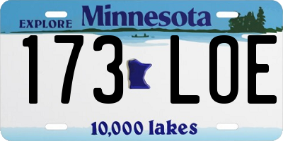 MN license plate 173LOE