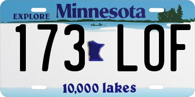 MN license plate 173LOF
