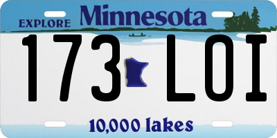 MN license plate 173LOI