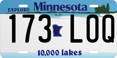 MN license plate 173LOQ