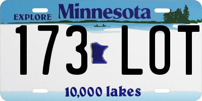 MN license plate 173LOT