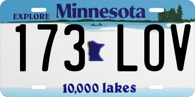 MN license plate 173LOV