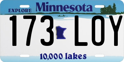 MN license plate 173LOY