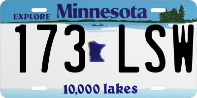 MN license plate 173LSW