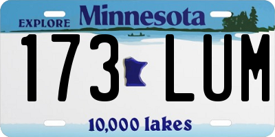 MN license plate 173LUM