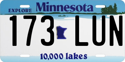 MN license plate 173LUN