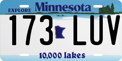 MN license plate 173LUV