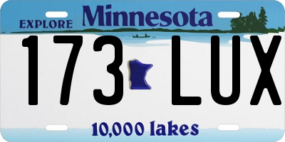 MN license plate 173LUX