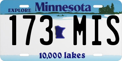 MN license plate 173MIS